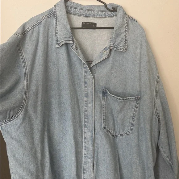 ASOS Curve Light Blue Denim Mini Dress - Picture 3 of 7